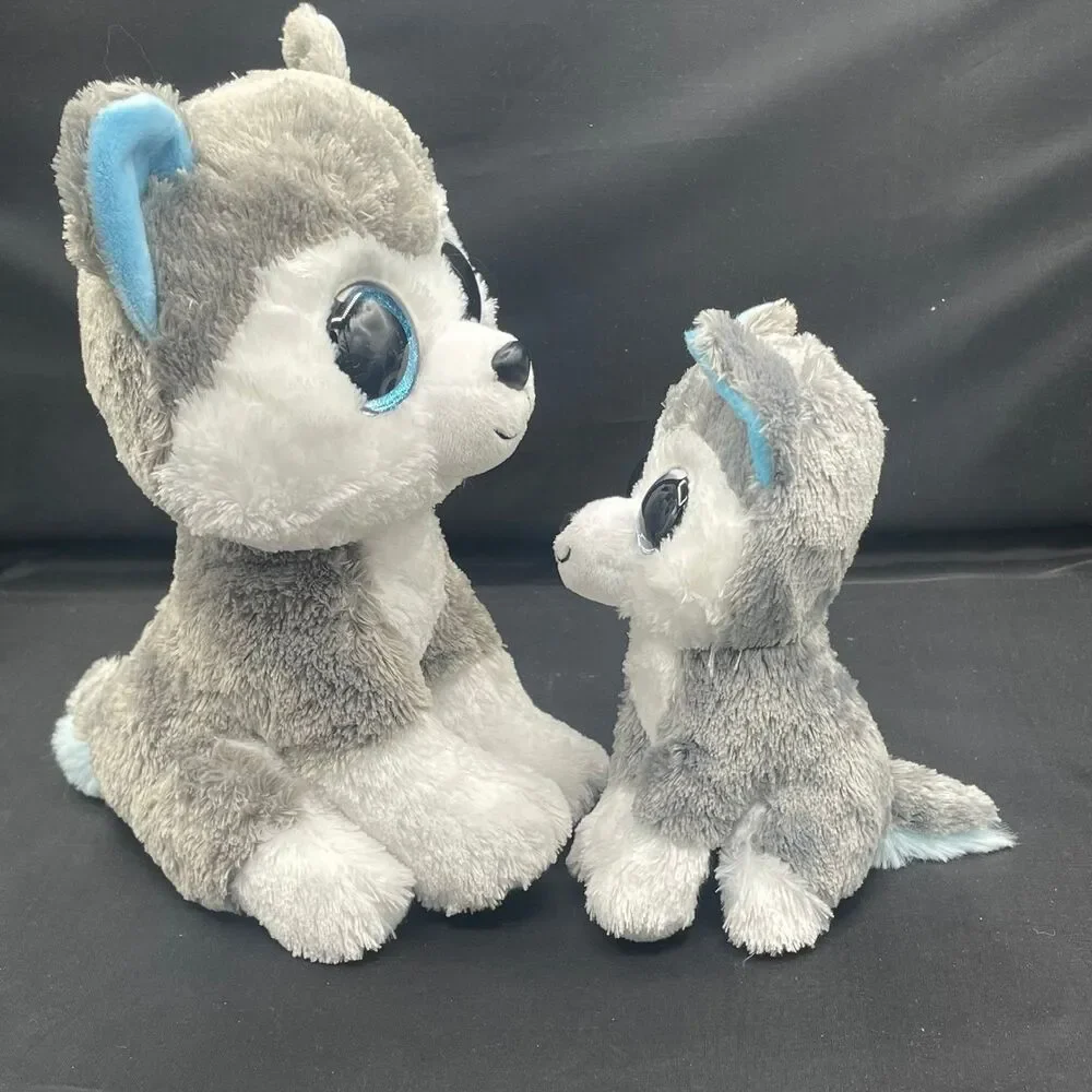Ty Beanie Boos Slush the Husky Dog Plush Lot 2 Stuffed Animal Toys Blue Eyes